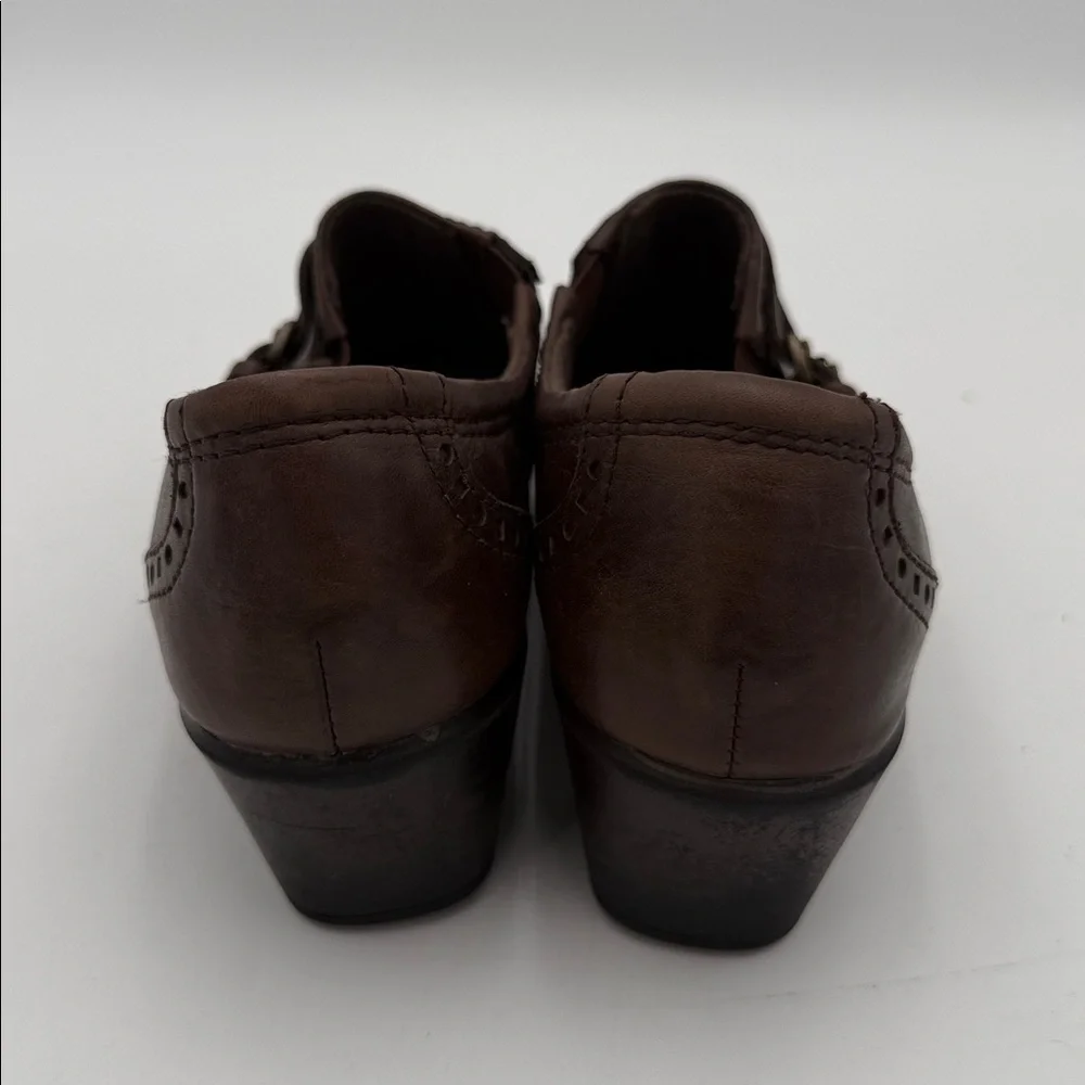 Earth Origins Brown Leather Loafers bootie women 7M casual office comfort Y2K
